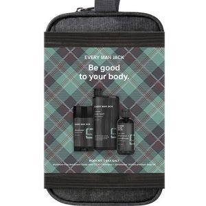 Every man Jack 4 pieces body kit. Including a gray travel bag!